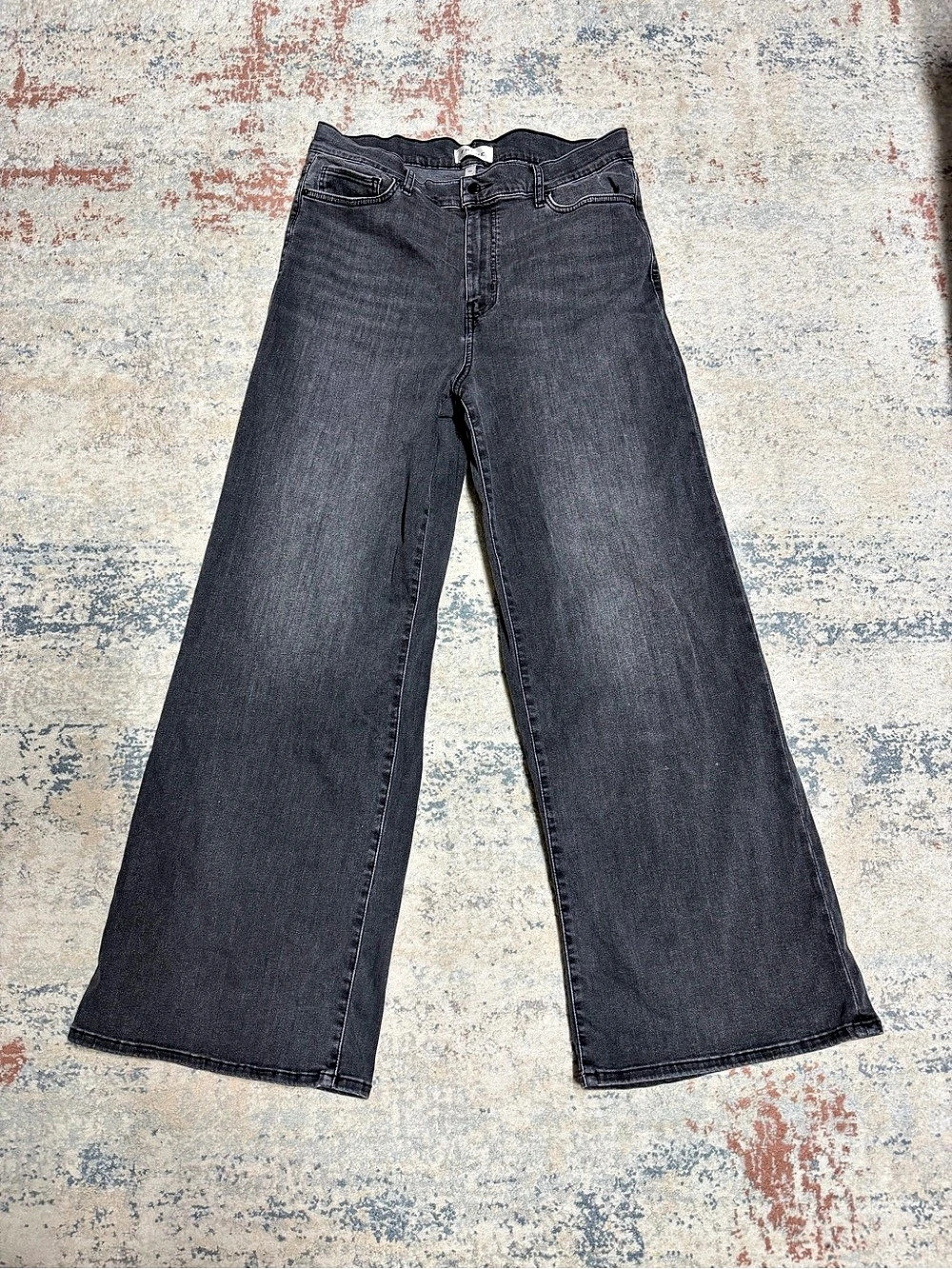 FRAME Le Slim Palazzo High-Rise Wide-Leg Jeans Wide-Leg Jeans Waist 32 Black